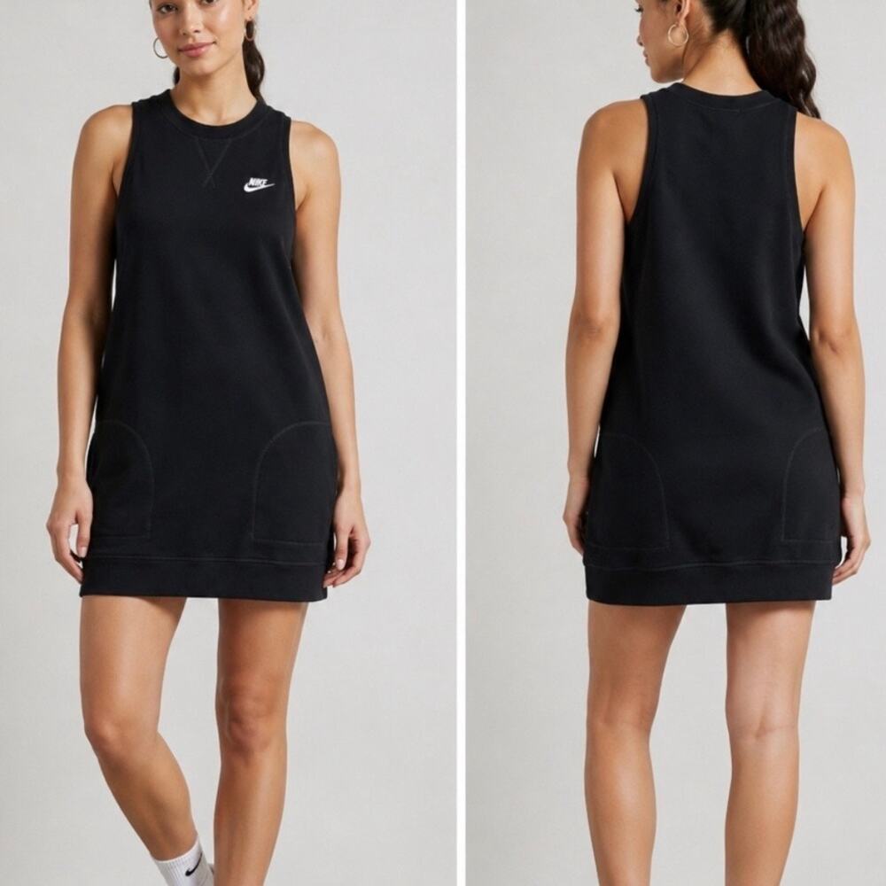 Nike Black Sleeveless Sweatshirt Mini Dress - size Large